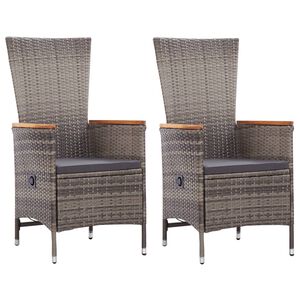 vidaXL Gartenst&uuml;hle 2 Stk. mit Auflagen Poly Rattan Grau