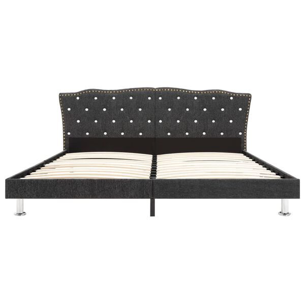 vidaXL Bett mit Matratze Dunkelgrau Stoff 160 x 200 cm