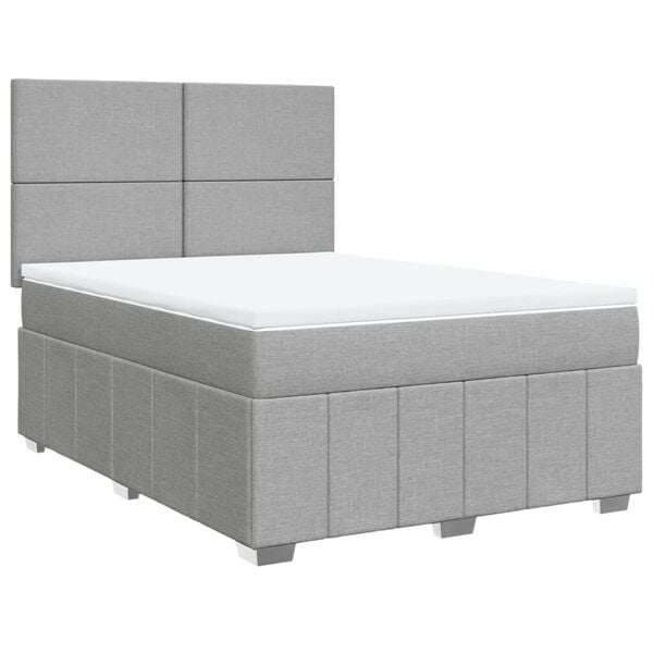 vidaXL Boxspringbett mit Matratze Hellgrau 140x190 cm Stoff