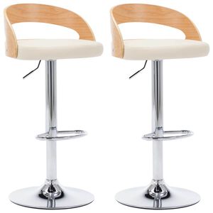 vidaXL Barhocker 2 Stk. Cremewei&szlig; Kunstleder und Bugholz
