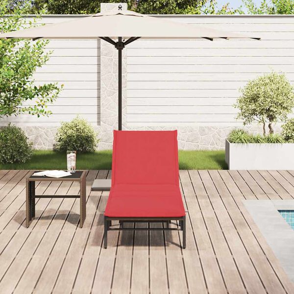 vidaXL Sonnenliege mit Auflage Braun Poly Rattan