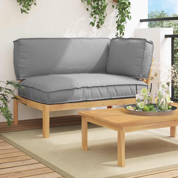 vidaXL Sofa Set mit Kissen Grau 131,5 x 92 x 69 cm Massivholz Akazie