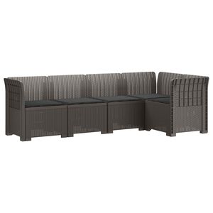vidaXL 5-Sitzer Gartensofa mit Kissen Rattan-Look PP Hellgrau