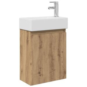 vidaXL Badezimmer Waschtischunterschrank mit Wasserhahn Artisan-Eiche