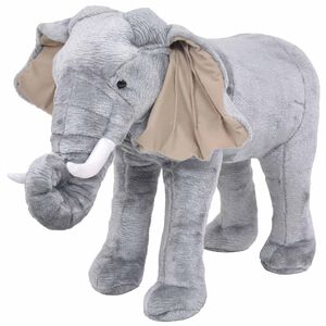 vidaXL Pl&uuml;schtier Elefant Stehend Pl&uuml;sch Grau XXL