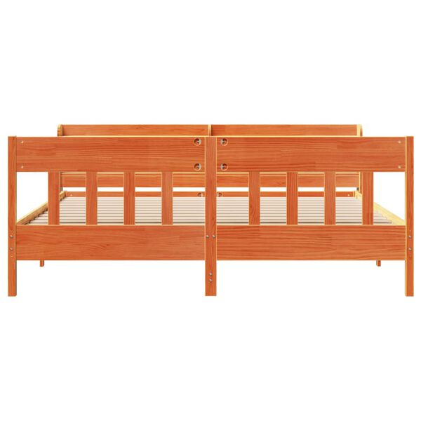 vidaXL Massivholzbett ohne Matratze Wachsbraun 180x200 Kiefernholz