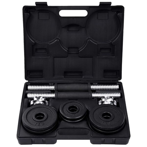 vidaXL Hantelset 19-tlg. 15 kg Gusseisen