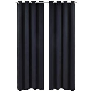 Verdunkelungs-Vorh&auml;nge mit Metallringen 135 x 245 cm Schwarz blackout
