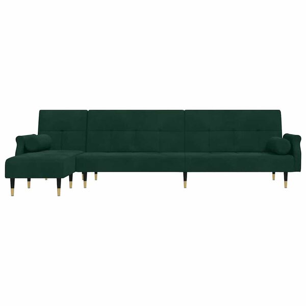 vidaXL Schlafsofa in L-Form Dunkelgr&uuml;n 271x140x70 cm Samt