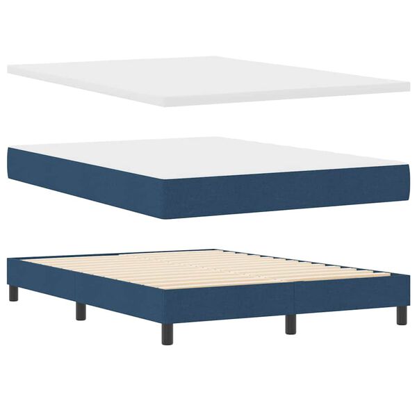 vidaXL Boxspringbett mit Matratze Blau 200 x 140 cm Polyester