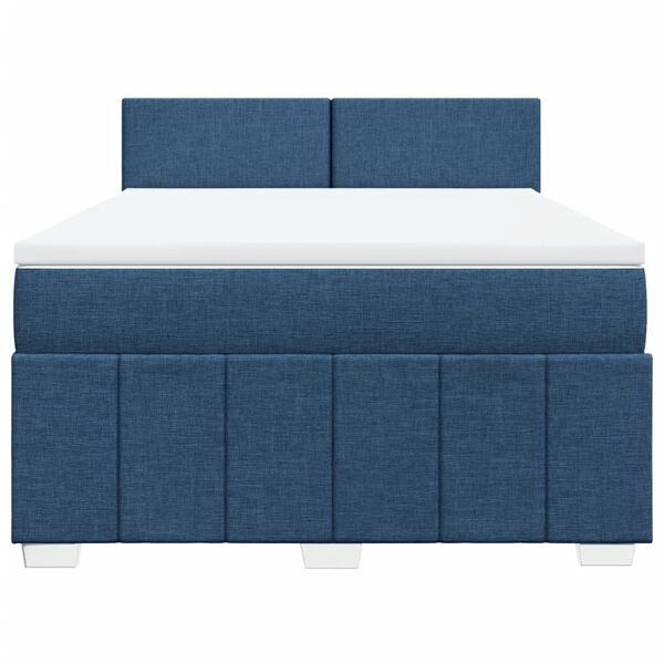 vidaXL Boxspringbett mit Matratze Blau 160x200 cm Stoff