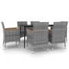 vidaXL 7-tlg. Garten-Essgruppe mit Auflagen Poly Rattan und Glas