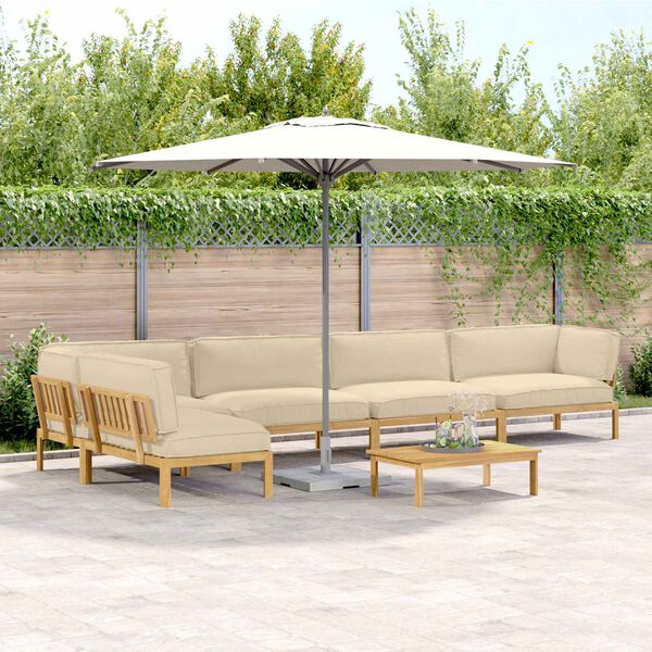 vidaXL Sofa Set mit Kissen Uni 6 pcs Beige Massivholz Akazie