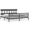 vidaXL Massivholzbett mit Kopfteil Grau 200x200 cm