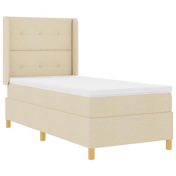 vidaXL Boxspringbett mit Matratze Creme 140 x 200 cm Stoff