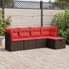 vidaXL 5-tlg. Garten-Sofagarnitur mit Kissen Braun Poly Rattan