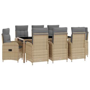 vidaXL Outdoortisch-Set 9 stk. Beige und Hellgrau Poly-Rattan