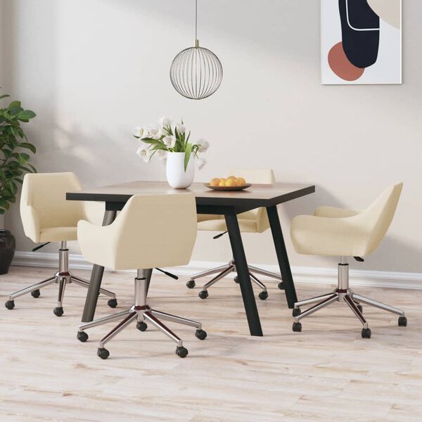vidaXL Esszimmerst&uuml;hle 4 Stk. Drehbar Creme Stoff