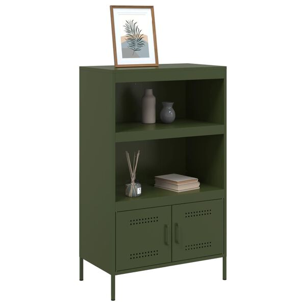 vidaXL Highboard Olivgrün 68x39x113 cm Stahl