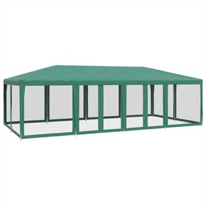vidaXL Partyzelt mit 12 Mesh-Seitenteilen Gr&uuml;n 8x4 m HDPE