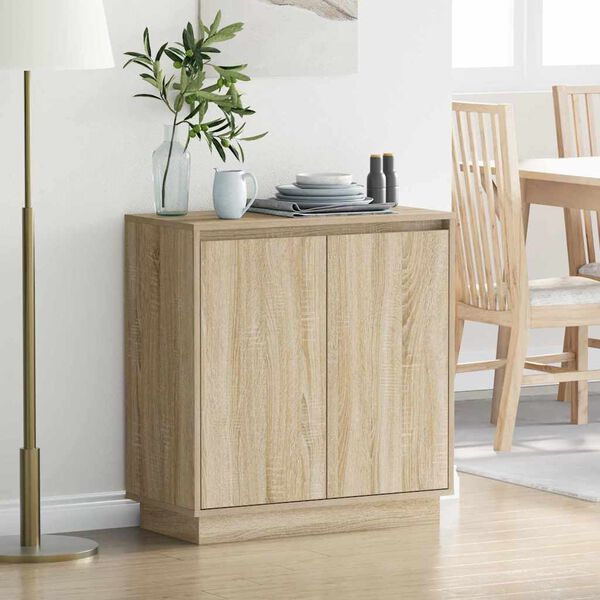 vidaXL LED-Sideboard Sonoma-Eiche 71 x 34,5 x 75 cm Holzwerkstoff