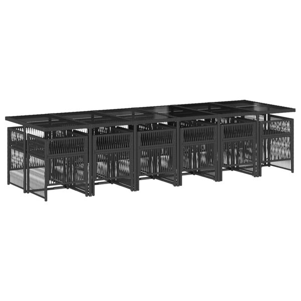 vidaXL 13-tlg. Garten-Essgruppe mit Kissen Schwarz Poly Rattan