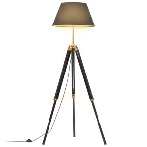 vidaXL Stativlampe Schwarz und Golden Teak Massivholz 141 cm