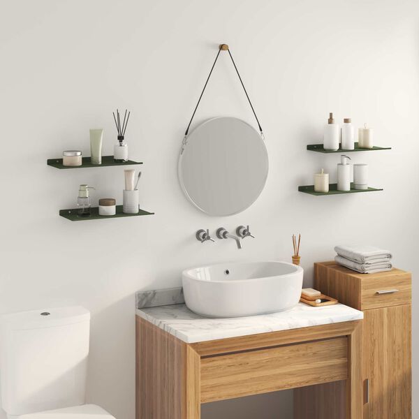vidaXL Schwebendes Regal 4 pcs Olive Gr&uuml;n 40 x 18 x 2,5 cm Stahl