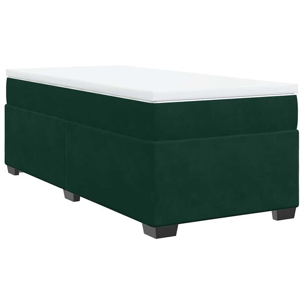 vidaXL Boxspringbett mit Matratze Dunkelgr&uuml;n 90x200 cm Samt