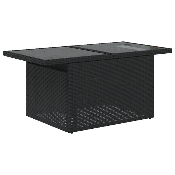 vidaXL Gartentisch mit Glasplatte Schwarz 100x55x73 cm Poly Rattan
