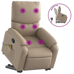 vidaXL Massagesessel mit Aufstehhilfe Cappuccino Kunstleder