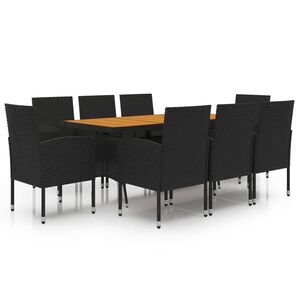 vidaXL 9-tlg. Garten-Essgruppe Poly Rattan Schwarz