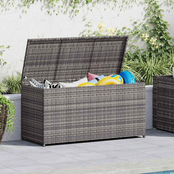 vidaXL Garten-Auflagenbox Grau 120x50x60 cm Poly Rattan
