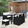 vidaXL 6-tlg. Garten-Essgruppe mit Auflagen Poly Rattan Schwarz