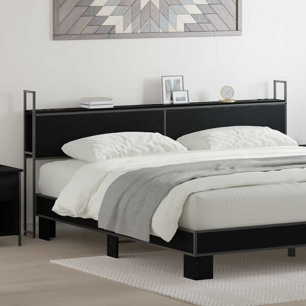 vidaXL Kopfteil mit Stauraum mit Ladestation Schwarz Eichen-Optik