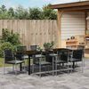 vidaXL Garten Essgruppe 9 pcs Schwarz PE-Rattan