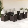 vidaXL 9-tlg. Garten-Bistro-Set mit Kissen Beige Poly Rattan