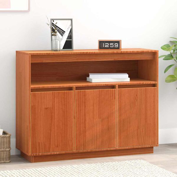 vidaXL Sideboard Wachsbraun 104,5 x 34 x 80 cm Massives Kiefernholz