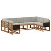 vidaXL Outdoor-Sofagarnitur mit Kissen 9 pcs Nat&uuml;rlich und Hellgrau