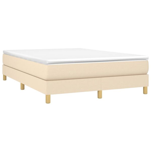 vidaXL Boxspringbett mit Matratze Creme 140x190 cm Stoff