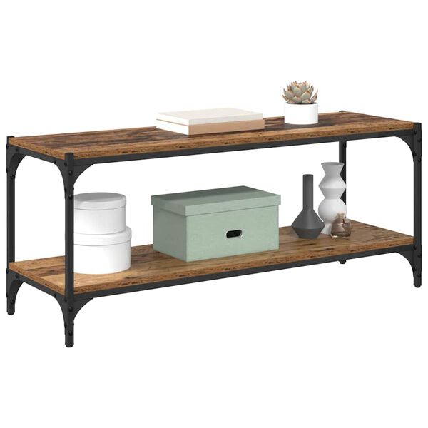 vidaXL TV-Schr&auml;nk Altholz 100x33x41cm Verbundholz und Eisen