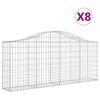 vidaXL Gabionen mit Hochbogen 8 Stk. 200x30x80/100 cm Verzinktes Eisen