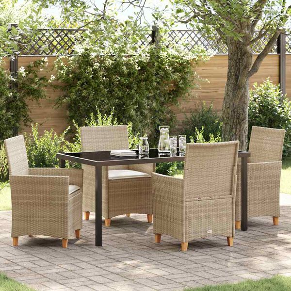 vidaXL Garten Essgruppe 5 pcs Beige Poly-Rattan