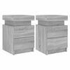 vidaXL Nachttische mit LED-Leuchten 2 Stk. Grau Sonoma 35x39x55 cm