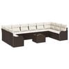 vidaXL Gartensofa-set 11 stk. Braun und Wei&szlig; Poly-Rattan