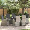 vidaXL Garten Essgruppe mit Kissen 7 pcs Grau Poly-Rattan