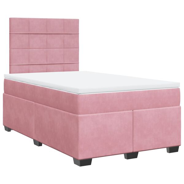 vidaXL Boxspringbett mit Matratze Rosa 120x190 cm Samt
