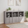 vidaXL Sideboard mit LED-Leuchten Grau Sonoma 181,5x37x100 cm