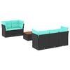 vidaXL 6-tlg. Garten-Sofagarnitur mit Kissen Schwarz Poly Rattan