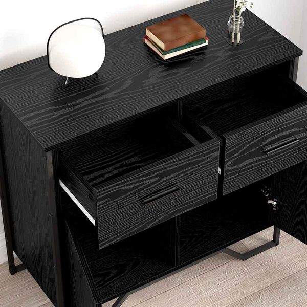 vidaXL Sideboard Schwarz Eichen-Optik 79,5 x 35,5 x 74,5 cm